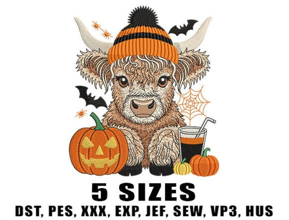 Cute Fall Highland Cow Embroidery Design Review