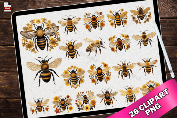 Embroidery Honey Bee PNG Clipart