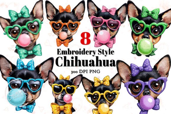 Embroidery Style Chihuahua Clipart