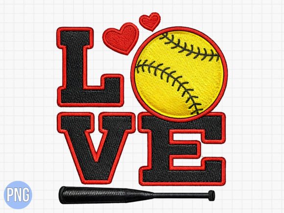 Love Softball PNG, Sport Embroidery PNG