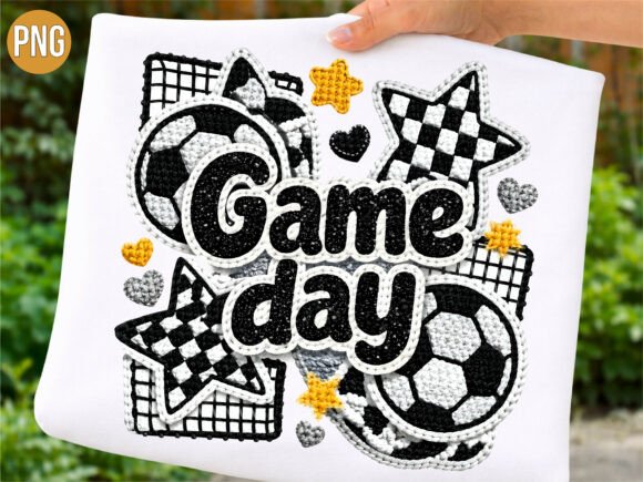 Soccer Game Day Embroidery Patch PNG