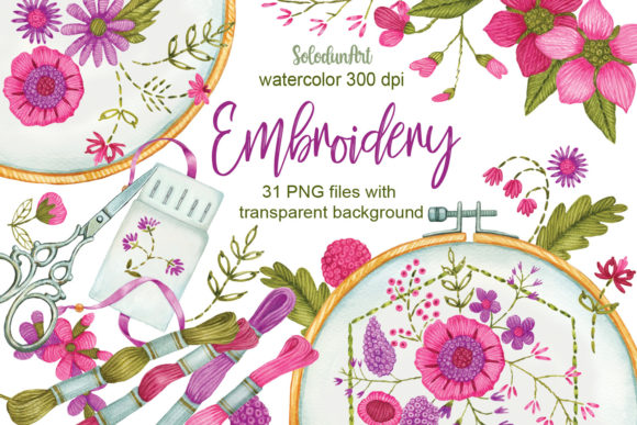 Watercolor Embroidery Clipart: Review for Small Business Merch